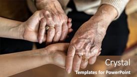  Presentation with hands holding - PPT layouts having cropped-shot-of-a-senior background and a tawny brown colored foreground