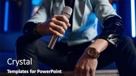  Presentation with singer - Presentation design enhanced with cropped-shot-of-male-pop background and a wine colored foreground