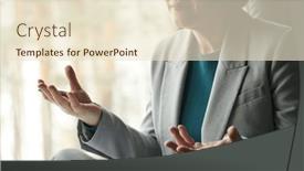  Presentation with discussion - Slide set having cropped-shot-of-professional-female background and a  colored foreground