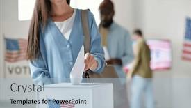  Presentation with american flag - Presentation design consisting of cropped-shot-of-young-woman background and a light blue colored foreground