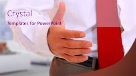  Presentation with hand shake - Cool new slides with cropped view of business man extending hand to shake backdrop and a sky blue colored foreground