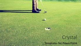  Presentation with golf course - PPT theme featuring cropped-view-of-golfer-making background and a seafoam green colored foreground