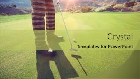  Presentation with course - Cool new PPT layouts with cropped-view-of-golfer-making backdrop and a yellow colored foreground
