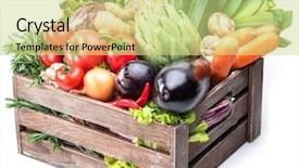  Presentation with border organic vegetables on wood - PPT layouts featuring crops mushrooms - fresh multi-colored vegetables in wooden background and a yellow colored foreground