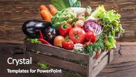  Presentation with multi - Audience pleasing PPT theme consisting of crops mushrooms - fresh multi-colored vegetables in wooden backdrop and a tawny brown colored foreground