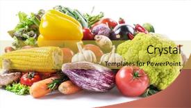  Presentation with food white - Audience pleasing presentation design consisting of crops mushrooms - group of colorful vegetables backdrop and a yellow colored foreground