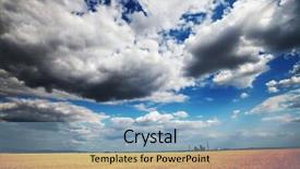  Presentation with sky blue and golden yellow - Theme with crops plants - golden wheat field with cloudy background and a  colored foreground