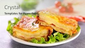  Presentation with cheese - Theme consisting of croque-monsieur-with-cheese background and a mint green colored foreground