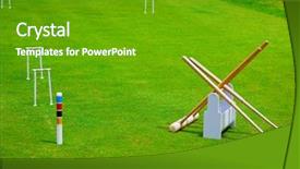  Presentation with bright - PPT theme enhanced with croquet set on bright green background and a tawny brown colored foreground