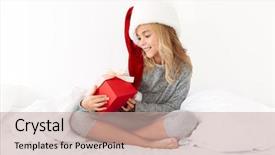  Presentation with hat - Beautiful theme featuring children cross - charming kid girl in santa's backdrop and a  colored foreground