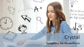  Presentation with reading table - PPT layouts with globe cross - education and home concept background and a light blue colored foreground