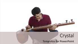  Presentation with floor - Presentation design consisting of cross 19 - man sitting on the floor background and a light gray colored foreground