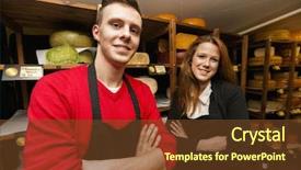  Presentation with cheese - Slides with cross 19 - portrait of confident store clerks background and a tawny brown colored foreground