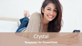  Presentation with phone - Colorful slides enhanced with cross 19 - smiling woman holds her phone backdrop and a coral colored foreground