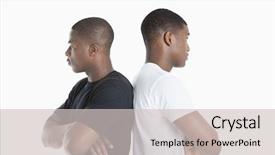  Presentation with welcome back friend - Cool new PPT theme with cross 19 - two male friends standing back backdrop and a light gray colored foreground