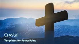  Presentation with christian - Colorful presentation theme enhanced with cross and landscape on background backdrop and a ocean colored foreground
