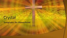  Presentation with crystal cross - Beautiful PPT theme featuring rapture church - cross background backdrop and a gold colored foreground