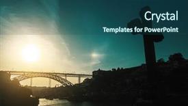  Presentation with holy spirit christian cross silhouette - Presentation design with cross chapel closeup and silhouette background and a ocean colored foreground