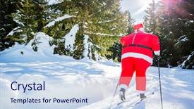  Presentation with new year - PPT layouts with cross country - santa claus with christmas suits background and a sky blue colored foreground