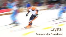  Presentation with ski - Theme enhanced with cross country - ski race background and a cream colored foreground