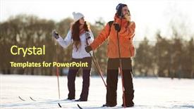  Presentation with recreation - Slides consisting of cross country - winter recreation background and a tawny brown colored foreground