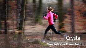  Presentation with country fall - PPT theme featuring cross country - young woman running outdoors background and a violet colored foreground