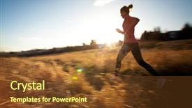  Presentation with sunny fall - Audience pleasing presentation consisting of cross country - young woman running outdoors backdrop and a tawny brown colored foreground