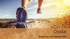  Presentation with healthy lifestyle - Beautiful slides featuring cross-country running in summer backdrop and a gold colored foreground