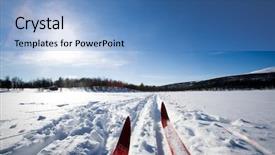  Presentation with ski - Presentation enhanced with cross country ski detail background and a teal colored foreground