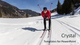  Presentation with skiing - Theme consisting of cross country skiing close-up background and a white colored foreground