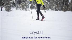  Presentation with cross - Beautiful theme featuring cross-country-skiing-young-man backdrop and a sky blue colored foreground