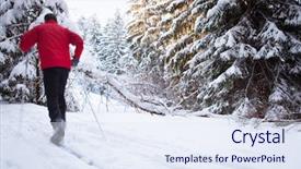  Presentation with skiing - PPT theme enhanced with cross-country skiing young man background and a sky blue colored foreground