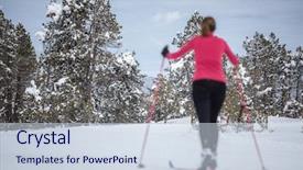  Presentation with foolishness cross - Theme with cross-country skiing young woman background and a lemonade colored foreground