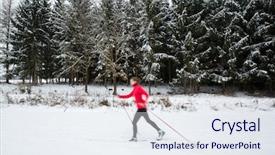  Presentation with country of tibet - Audience pleasing slides consisting of cross-country skiing young woman backdrop and a sky blue colored foreground