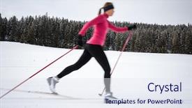  Presentation with cross love - Beautiful theme featuring cross-country skiing young woman backdrop and a sky blue colored foreground