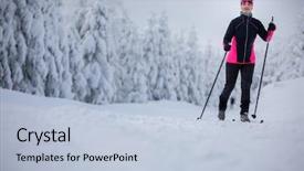  Presentation with country roses - PPT theme having cross-country skiing young woman background and a light blue colored foreground