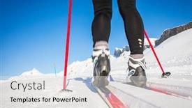  Presentation with skiing - Beautiful presentation featuring cross-country-skiing-young-woman backdrop and a light gray colored foreground