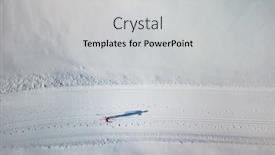  Presentation with cross - Audience pleasing slides consisting of cross-country-skiing-young-woman backdrop and a light gray colored foreground
