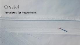  Presentation with cross - Cool new PPT theme with cross-country-skiing-young-woman backdrop and a light gray colored foreground