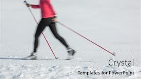  Presentation with skiing - Cool new presentation design with cross-country-skiing-young-woman backdrop and a light gray colored foreground