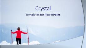  Presentation with crystal cross - PPT layouts with cross-country skiing young woman background and a sky blue colored foreground