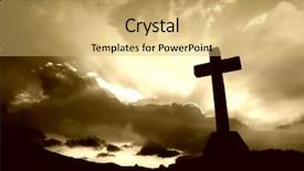  Presentation with christian - Colorful presentation theme enhanced with cross detail in silhouette backdrop and a yellow colored foreground