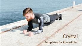  Presentation with press - Amazing theme having cross docking - man shakes press near backdrop and a  colored foreground