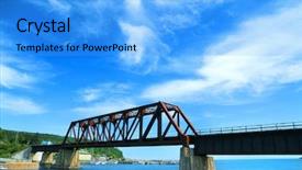  Presentation with train bridge - Audience pleasing slide deck consisting of cross docking - port daniel train bridge backdrop and a light blue colored foreground