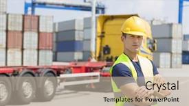  Presentation with confident - PPT theme having cross docking - portrait of confident mid adult background and a mint green colored foreground