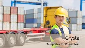  Presentation with europeskt man - Beautiful PPT theme featuring cross docking - portrait of confident mid adult backdrop and a soft green colored foreground