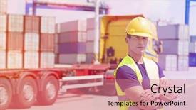  Presentation with confident - PPT theme enhanced with cross docking - portrait of confident mid adult background and a  colored foreground