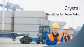  Presentation with intentional freight forwarding shipping - Audience pleasing PPT layouts consisting of cross docking - portrait of confident workers standing backdrop and a  colored foreground
