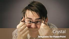  Presentation with cross - Beautiful PPT layouts featuring cross-eyed-teenage-boy backdrop and a coral colored foreground