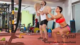  Presentation with group fitness - PPT theme consisting of cross fit - crossfit ball fitness workout group background and a red colored foreground